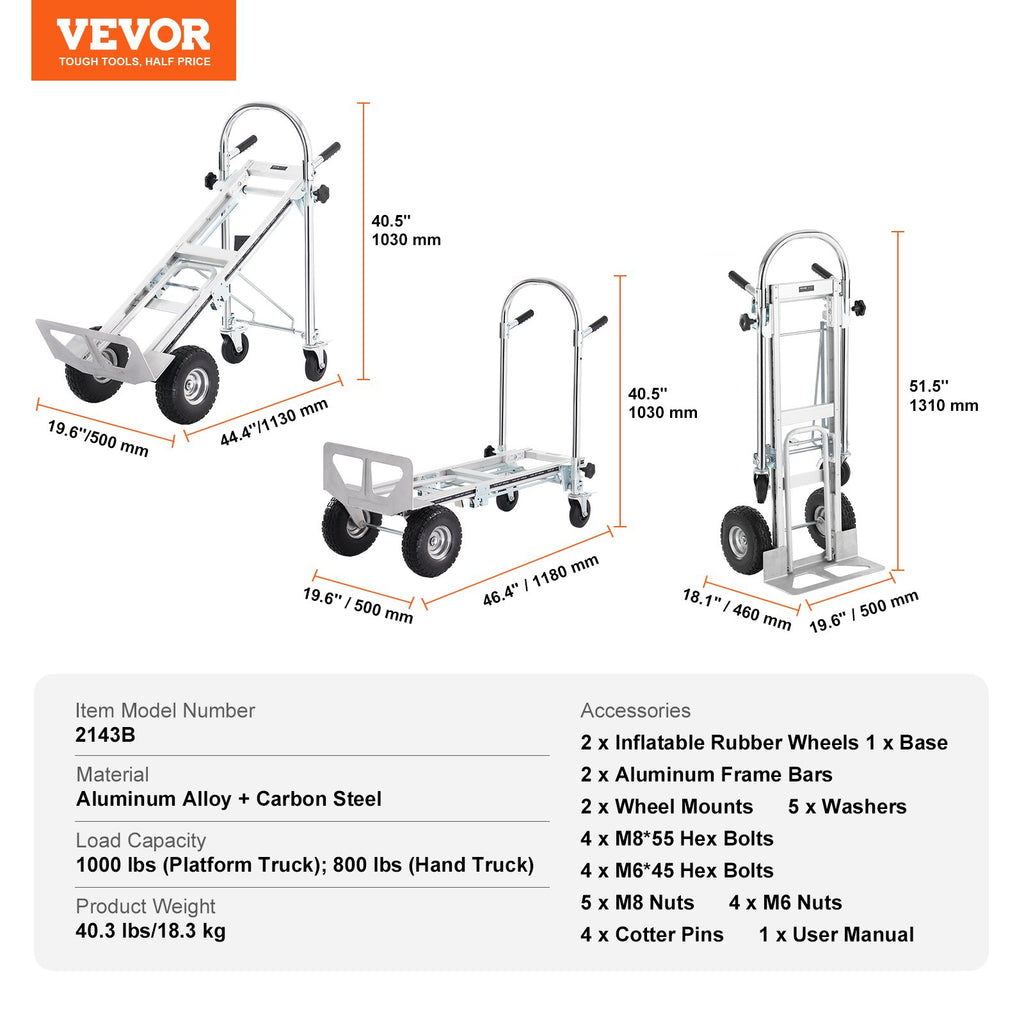 Universalus vežimėlis VEVOR 2143B, 454 kg keliamoji galia