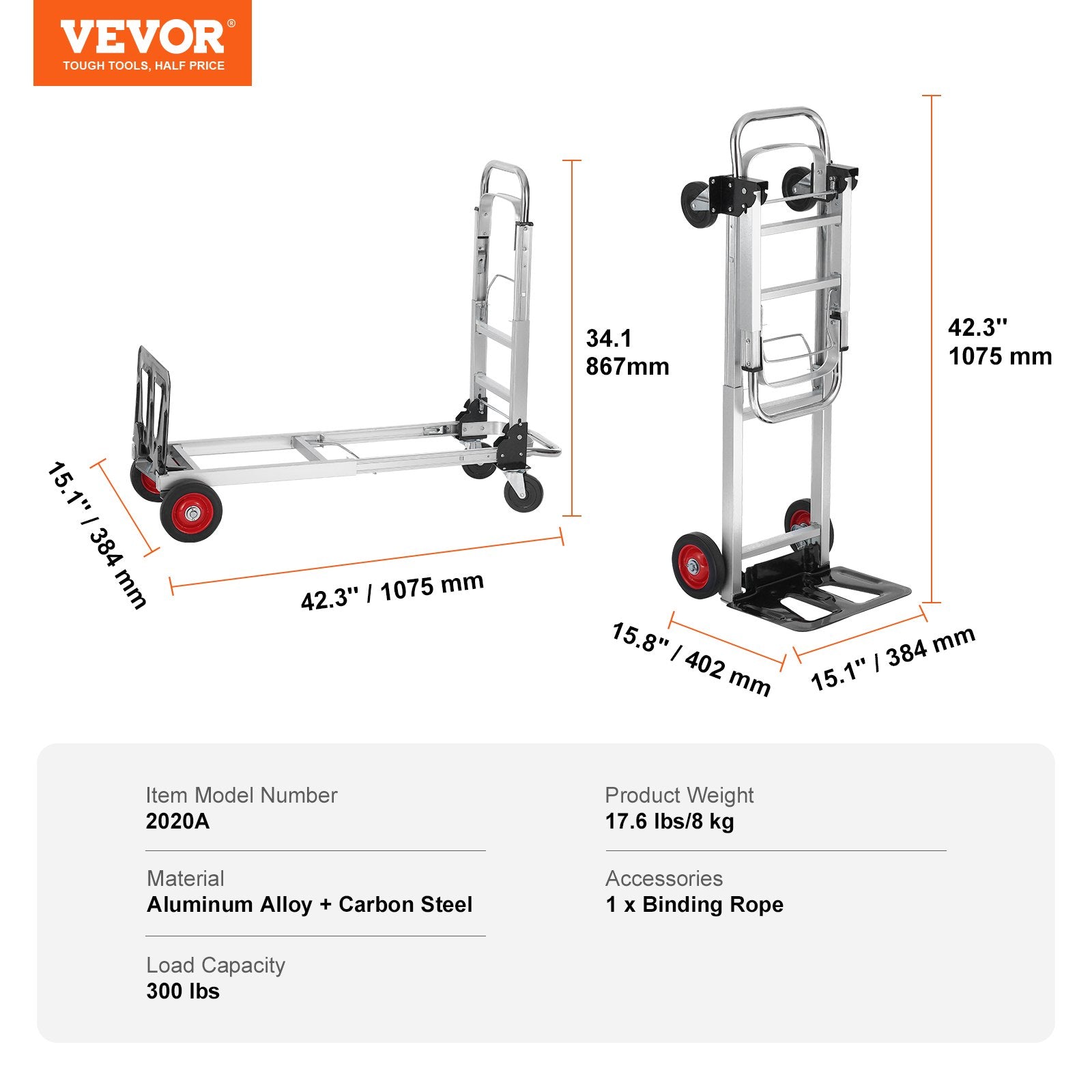 Universalus vežimėlis VEVOR 2020A, 181 kg