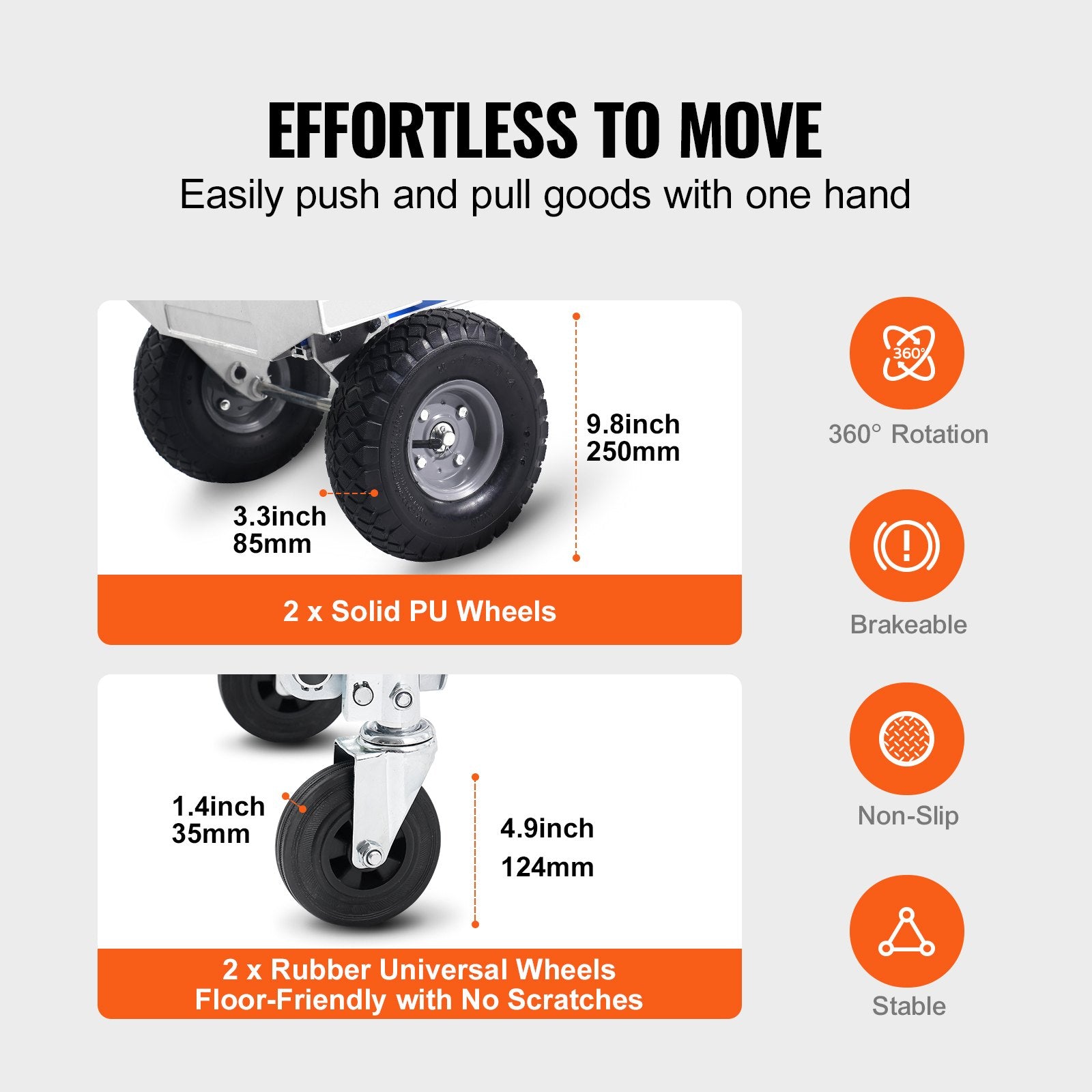 Universalus transportavimo vežimėlis VEVOR FHT250A, 363 kg keliamoji galia