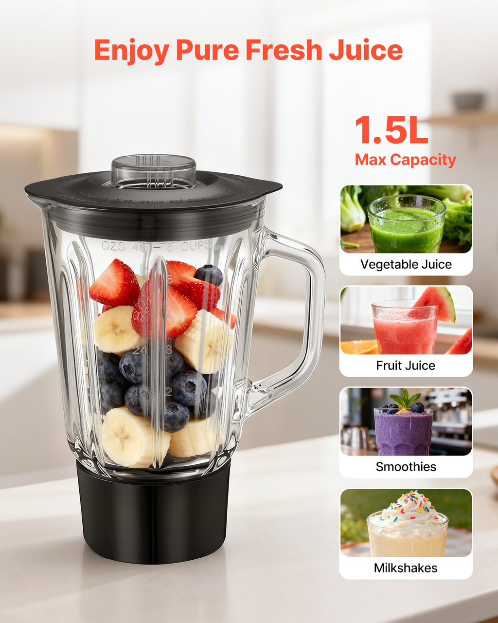 Virtuvinis kombainas VEVOR SM-1503BM, 1500W