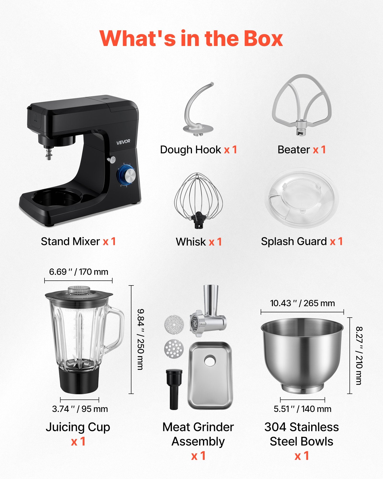Virtuvinis kombainas VEVOR SM-1511BM, 1500 W