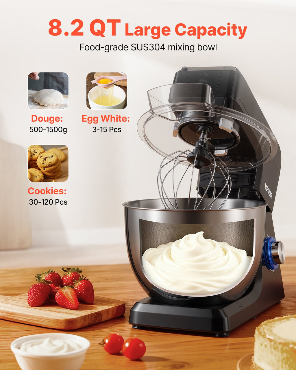 Virtuvinis kombainas VEVOR SM-1511BM, 1500 W