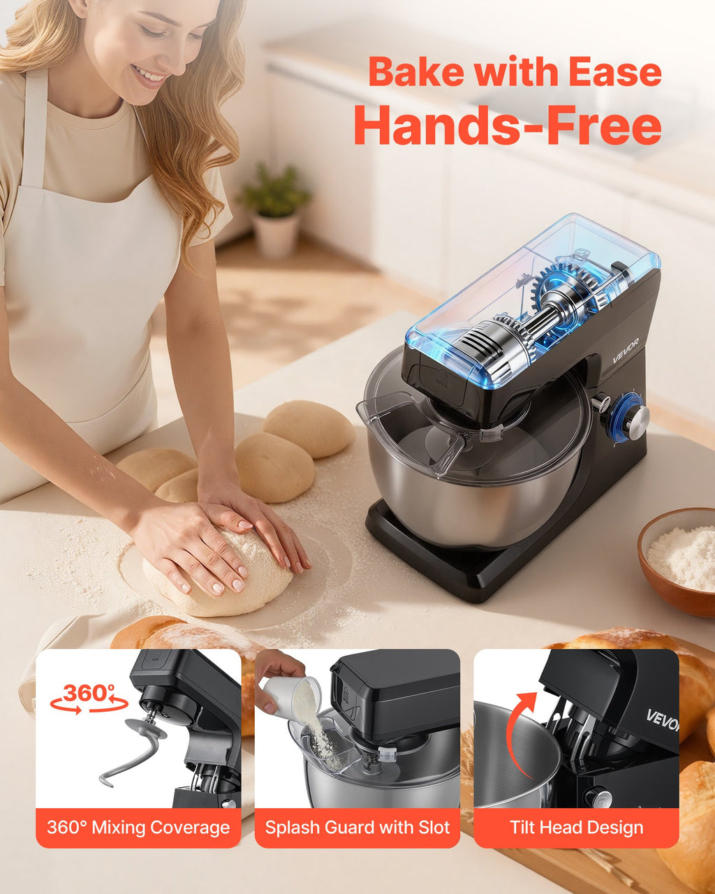 Virtuvinis kombainas VEVOR SM-1511BM, 1500 W