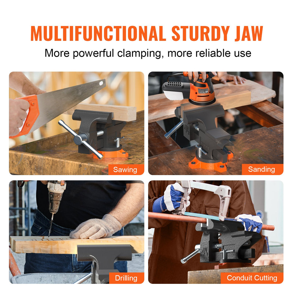 Stalinis spaustuvas VEVOR 4.5 Bench Vise, 114 mm pločio žiotys