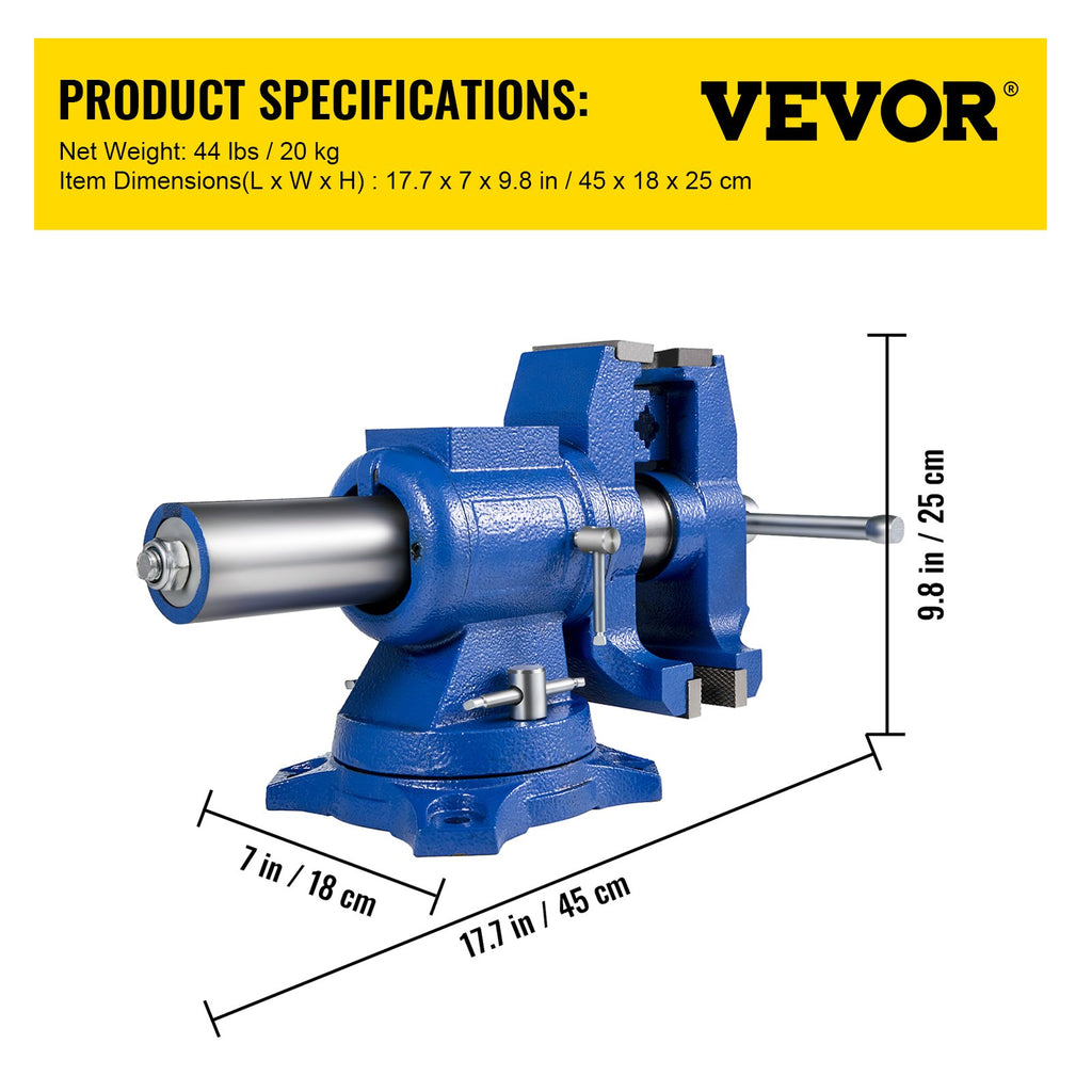Universalus spaustuvas VEVOR 152 mm, 360° pasukamas