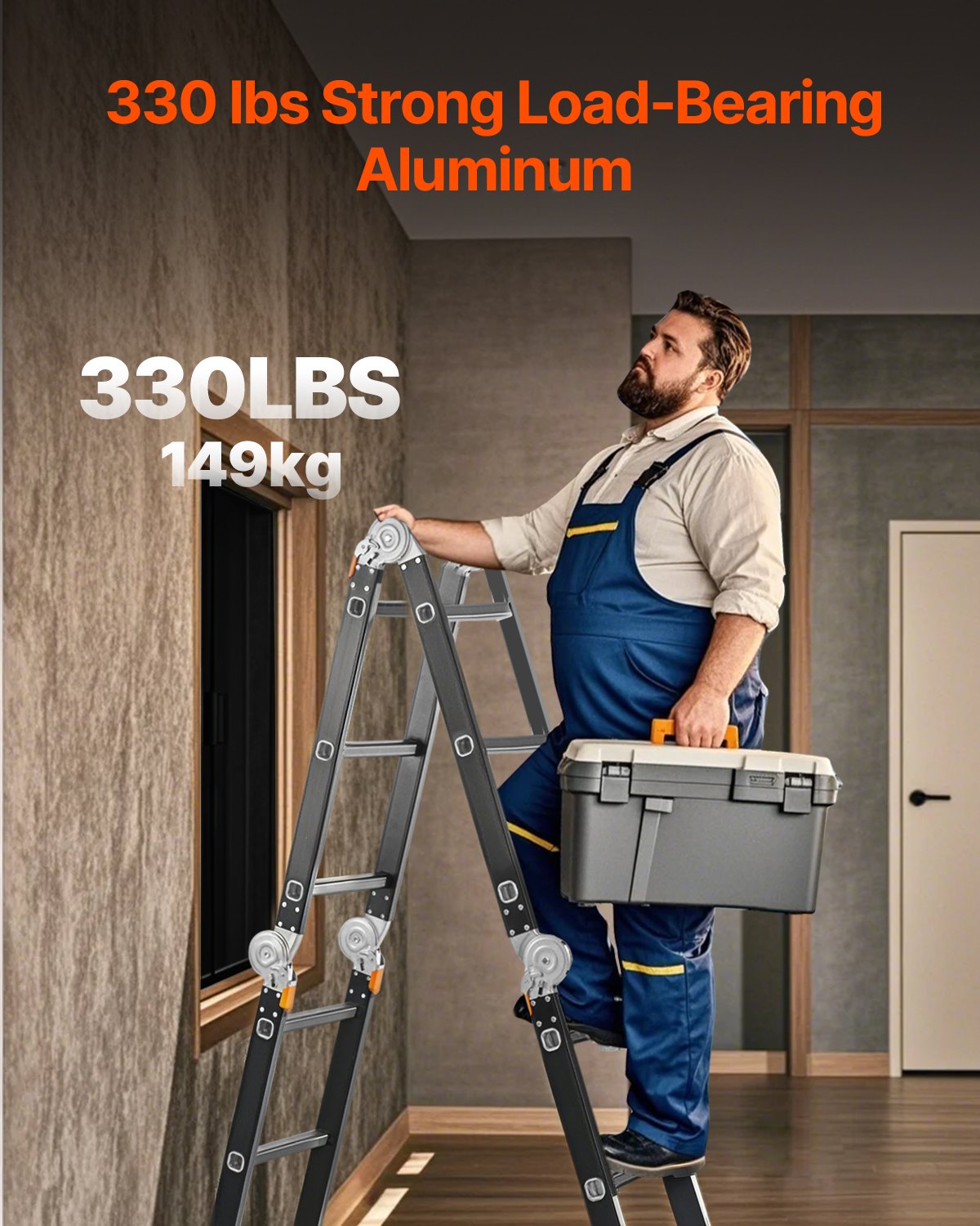 Daugiafunkcinės sulankstomos kopėčios VEVOR KMP403A, 3,7 m