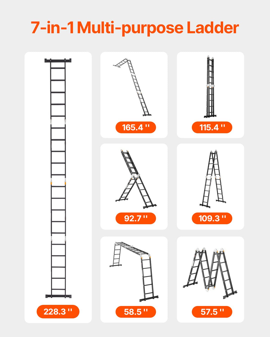 Daugiafunkcinės kopėčios VEVOR KMP405A, 5,8 m