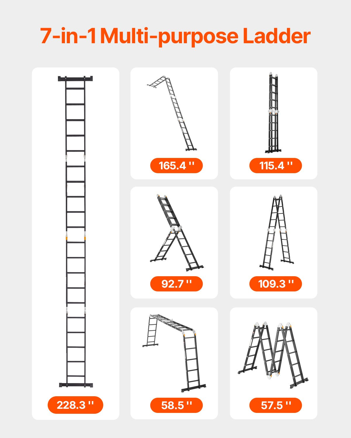 Daugiafunkcinės kopėčios VEVOR KMP405A, 5,8 m
