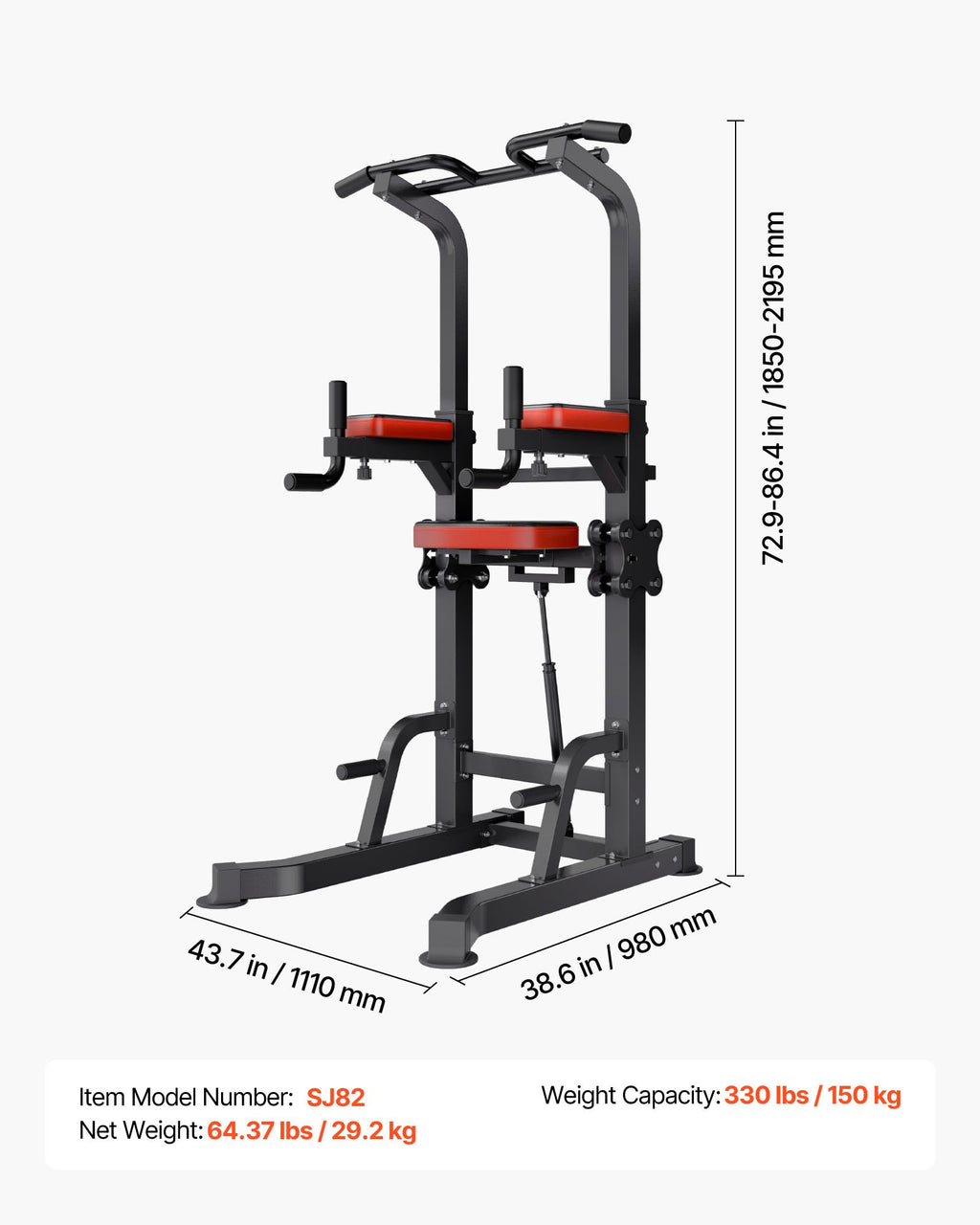 Prisitraukimų skersinis VEVOR SJ82, 150 kg apkrova