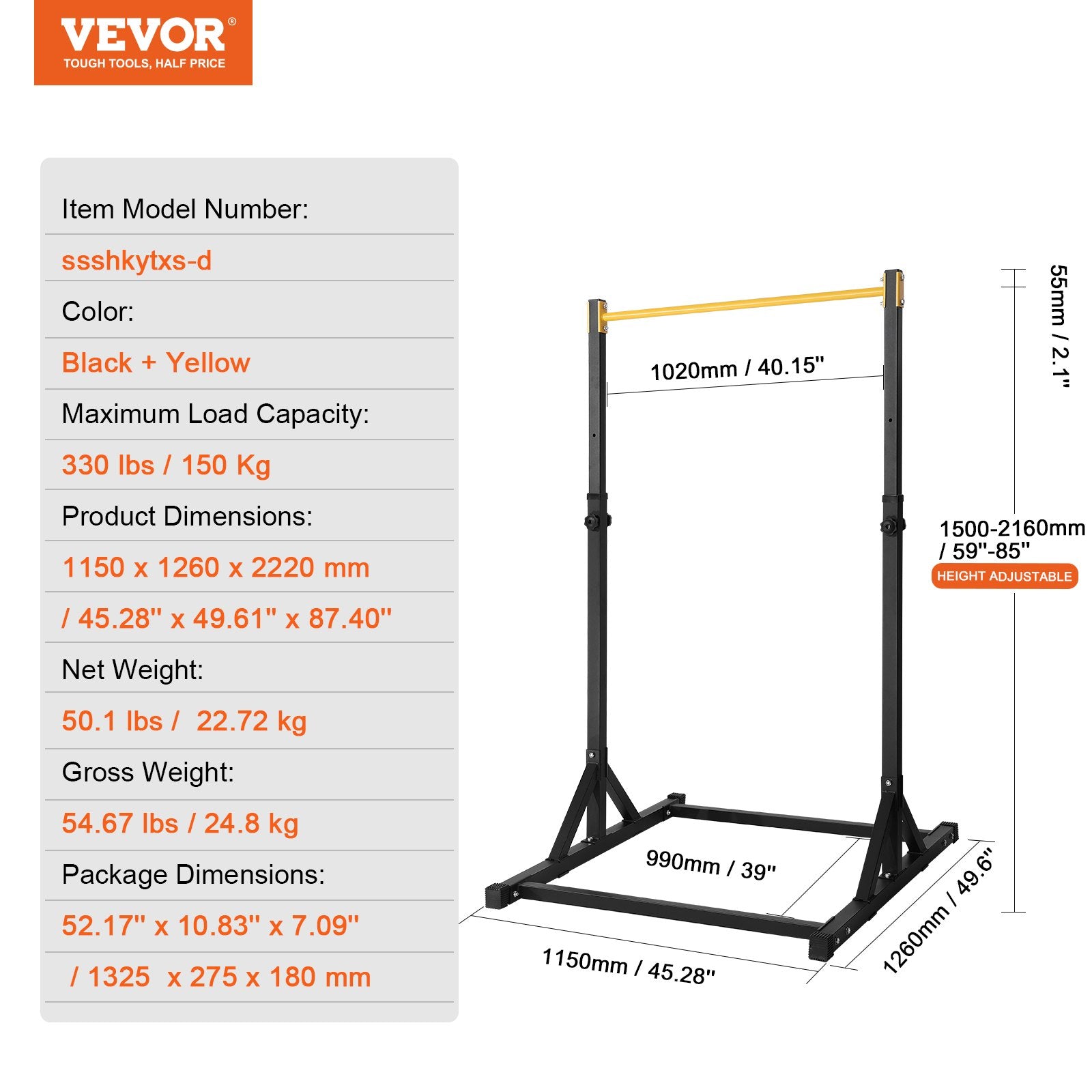 Sporto treniruoklis (Power Tower) VEVOR ssshkytxs-d, 150 kg apkrova