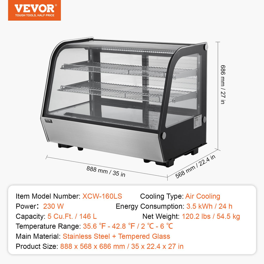 Šaldoma vitrina VEVOR XCW-160LS, 146 l