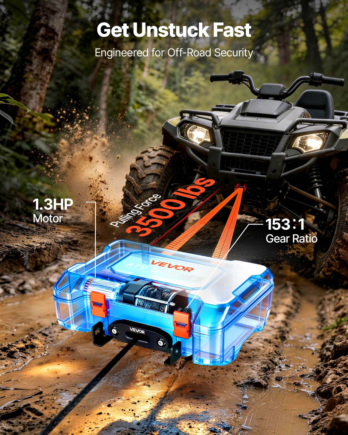 Nešiojama elektrinė gervė VEVOR 3500 lbs, 1587 kg galia