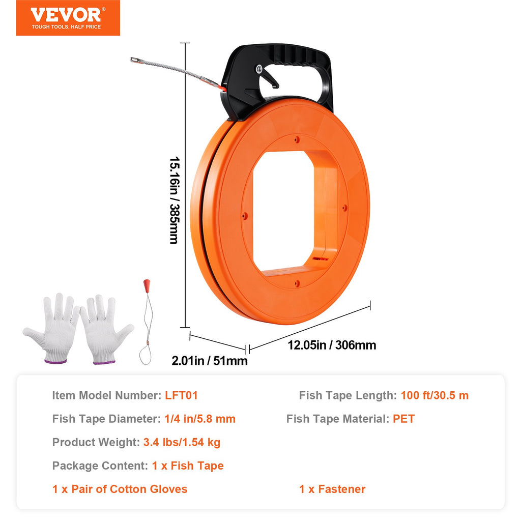 Kabelių tempimo trosas VEVOR LFT01, 30,5 m