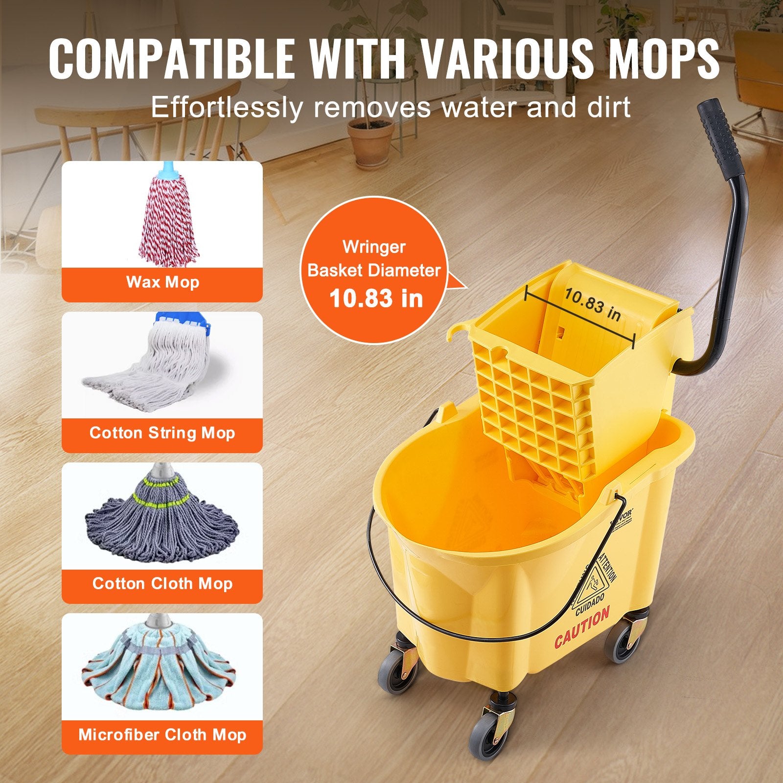Grindų plovimo vežimėlis su gręžtuvu VEVOR XDD-028A-6, 25 l
