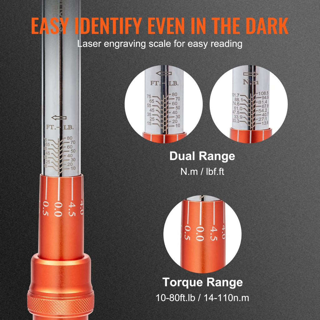 Dinamometrinis raktas VEVOR 17080FTLB, 14-110 Nm