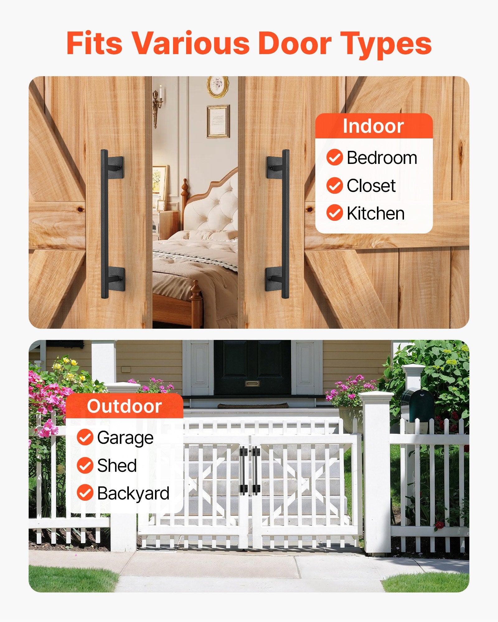 Stumdomų durų rankena VEVOR LS-HD-177-2, 320 mm, 2 vnt.