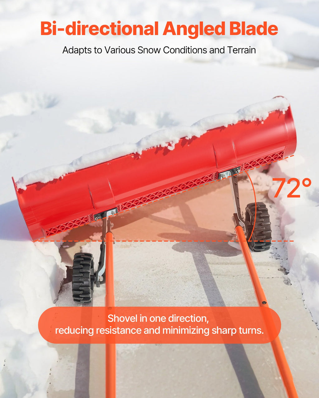 Stumdomas sniego kastuvas su ratais VEVOR H955, 96 cm plotis