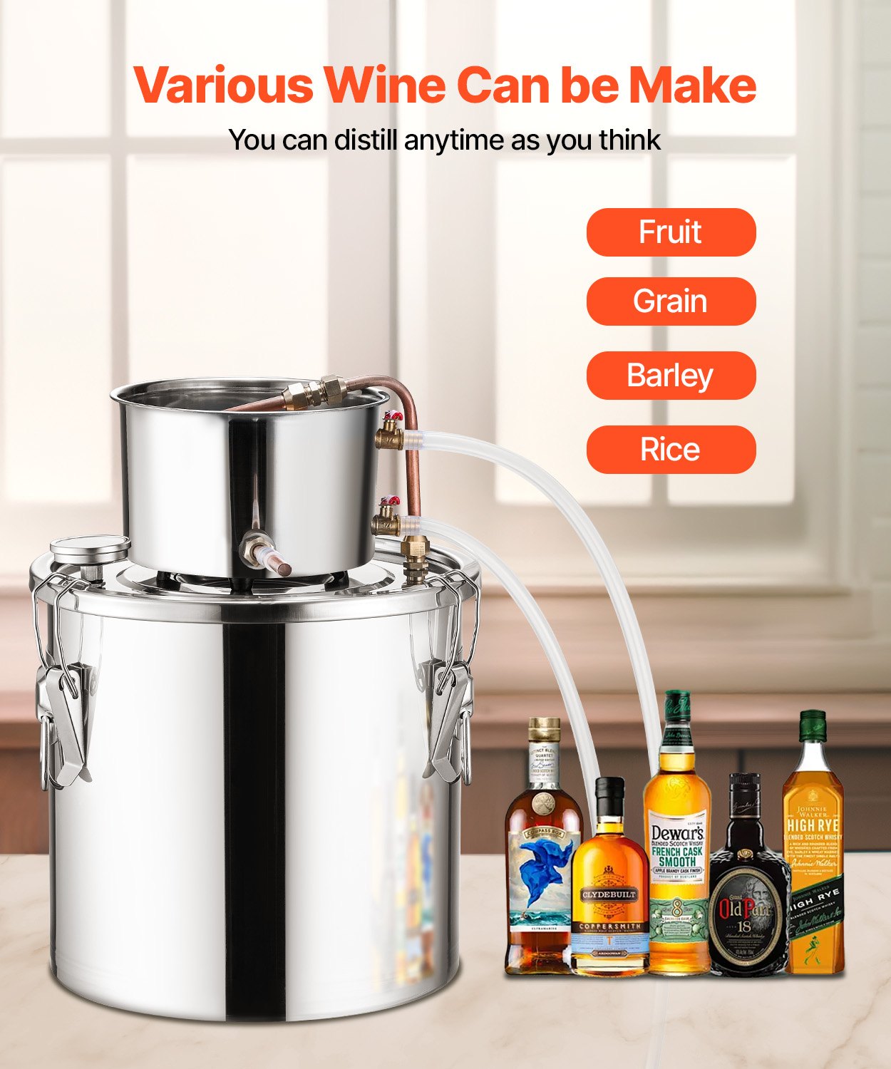 Alkoholio distiliavimo aparatas VEVOR STDB-20L, 19 l