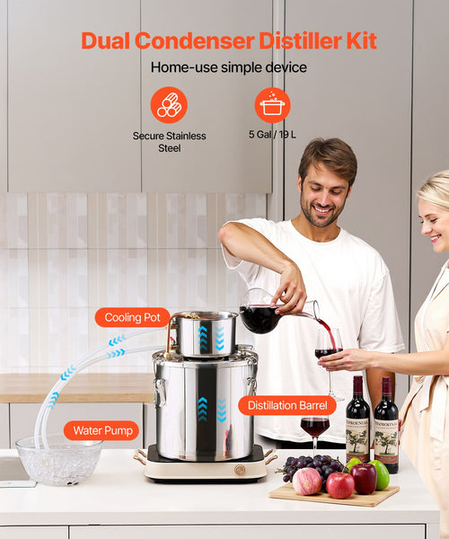 Alkoholio distiliavimo aparatas VEVOR STDB-20L-U, 19 l