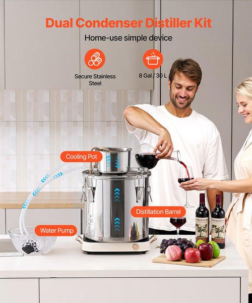 Alkoholio distiliavimo aparatas VEVOR STDB-30L-U, 30 l