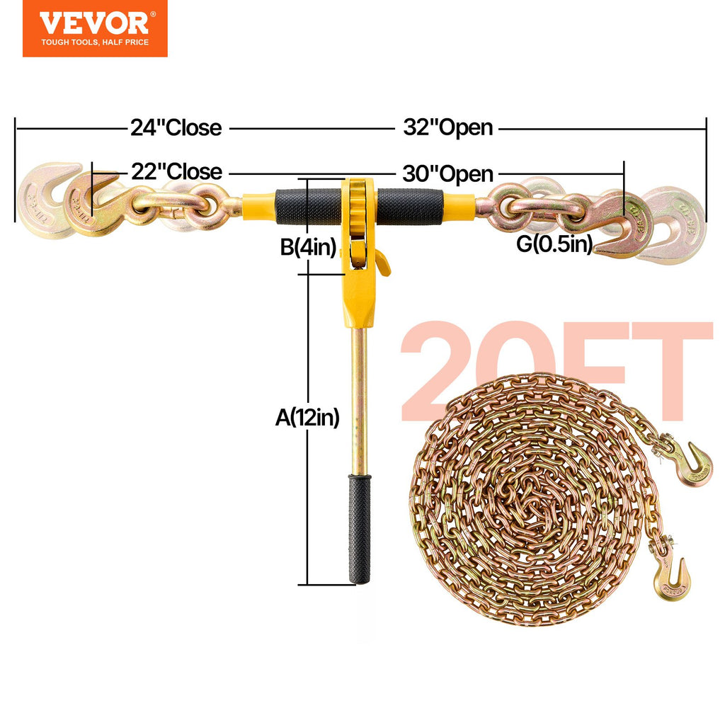 Grandinių įtempėjas VEVOR 5/16-3/8, 3220 kg keliamoji galia