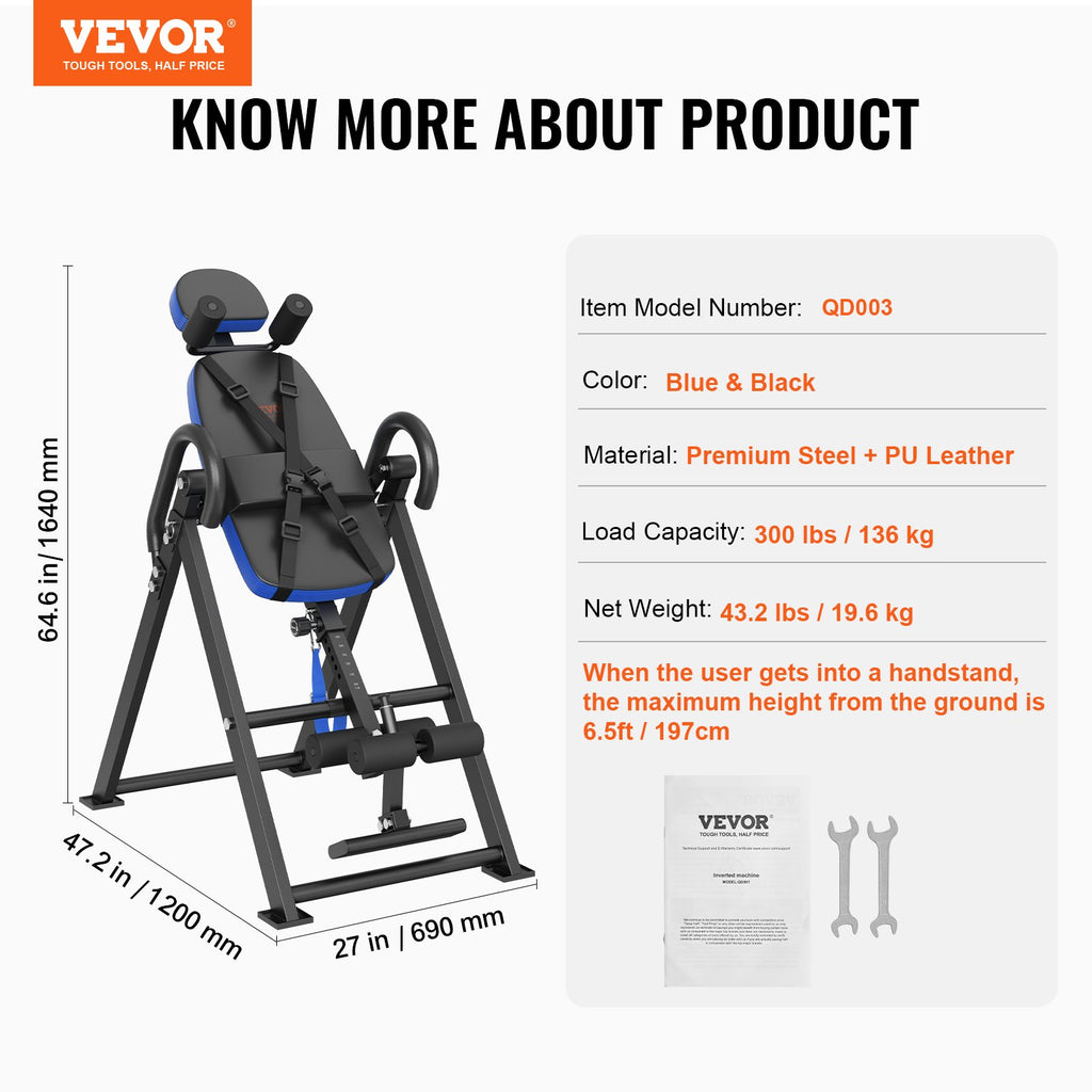 Inversinis stalas VEVOR QD001, 136 kg keliamoji galia