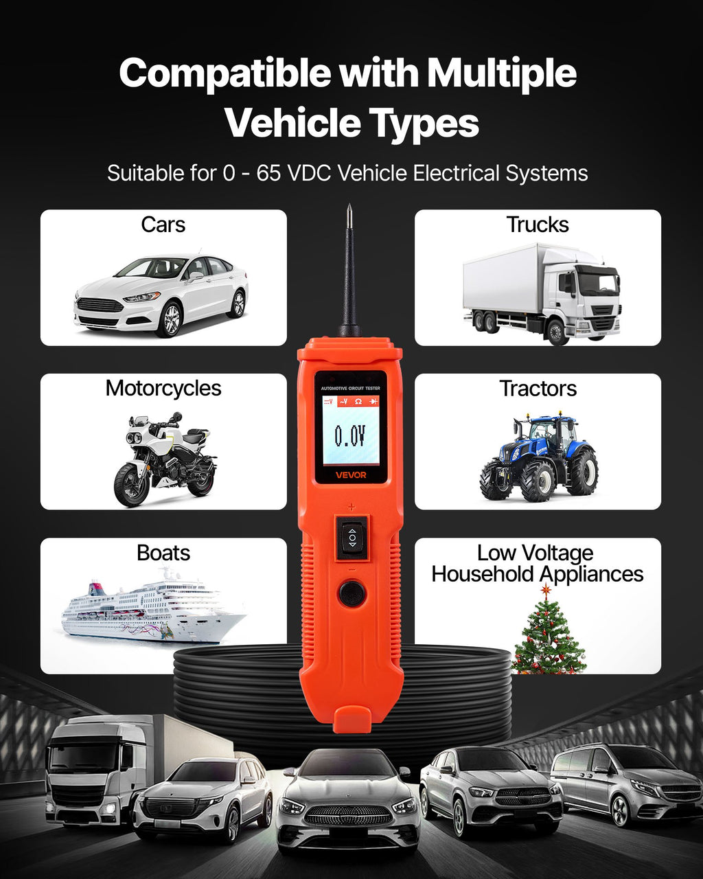 Automobilinis grandinės testeris VEVOR SVM05, 8-35V DC
