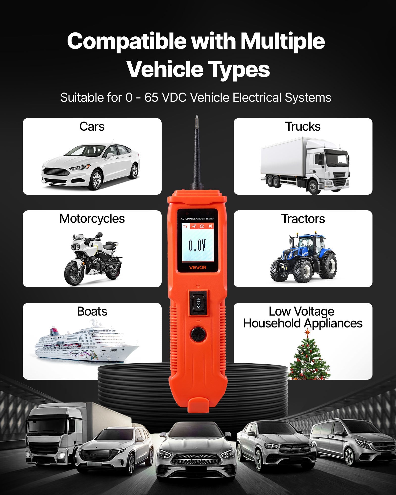Automobilinis grandinės testeris VEVOR SVM05, 8-35V DC