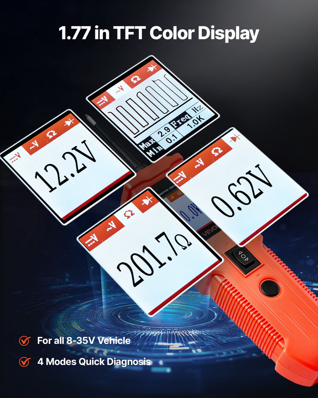 Automobilinis grandinės testeris VEVOR SVM05, 8-35V DC