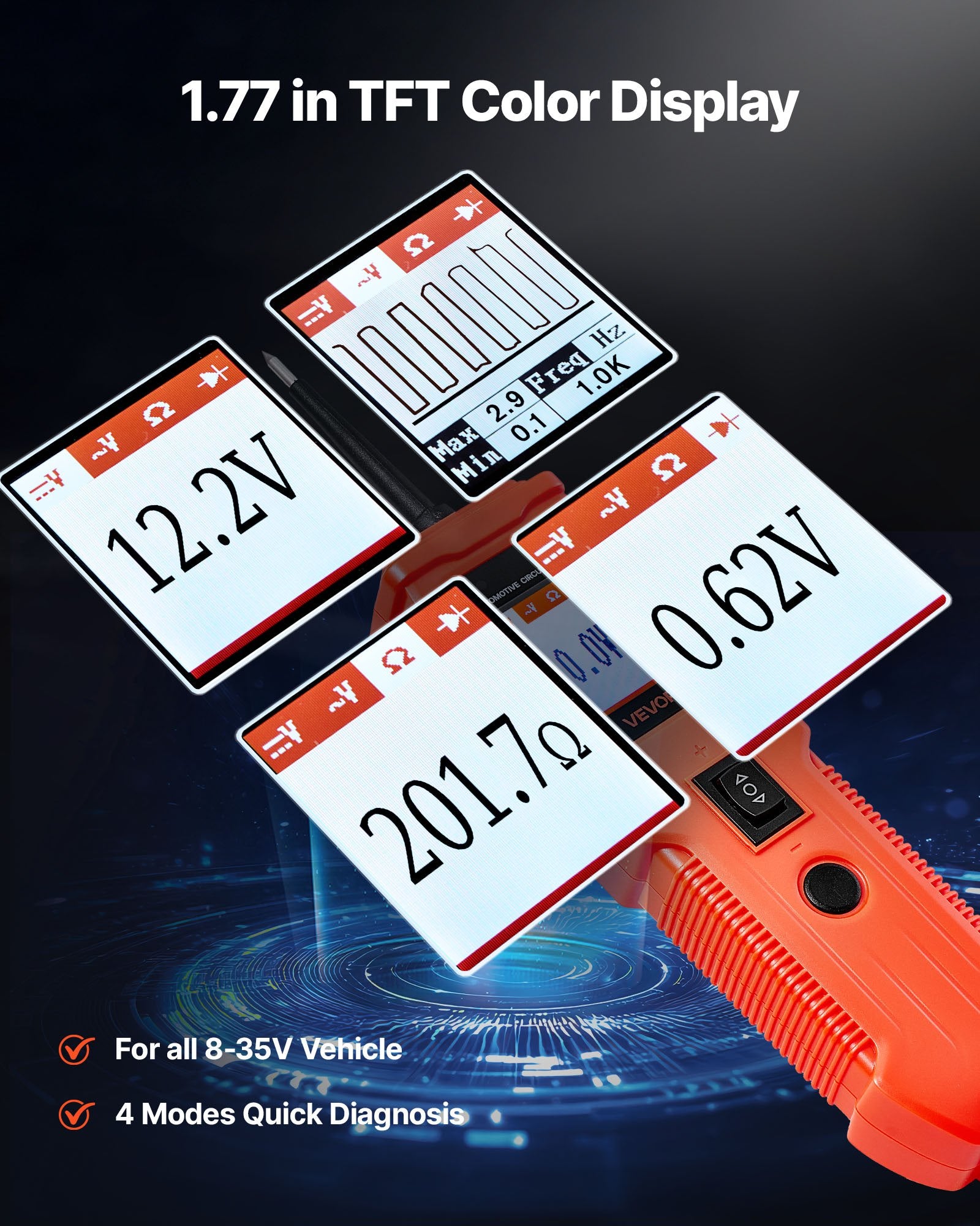 Automobilinis grandinės testeris VEVOR SVM05, 8-35V DC
