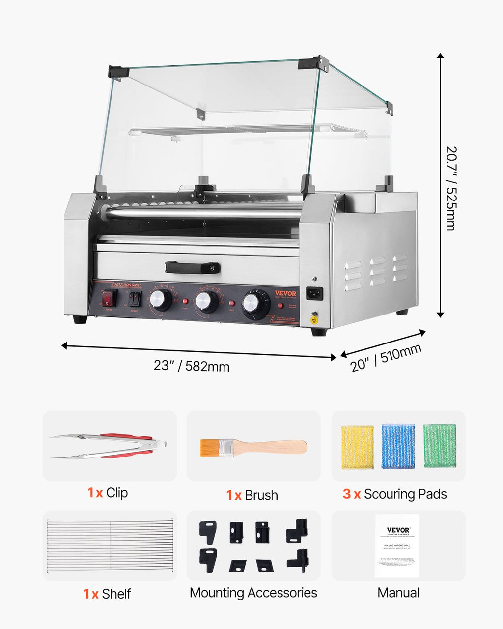 Dešrainių kepimo aparatas VEVOR HD11, 2400W