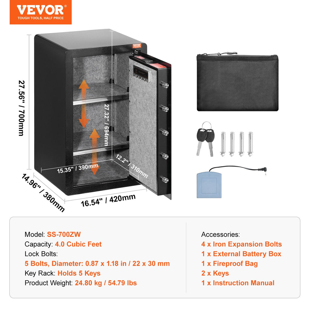 Seifas VEVOR SS-700ZW, 113 l talpos
