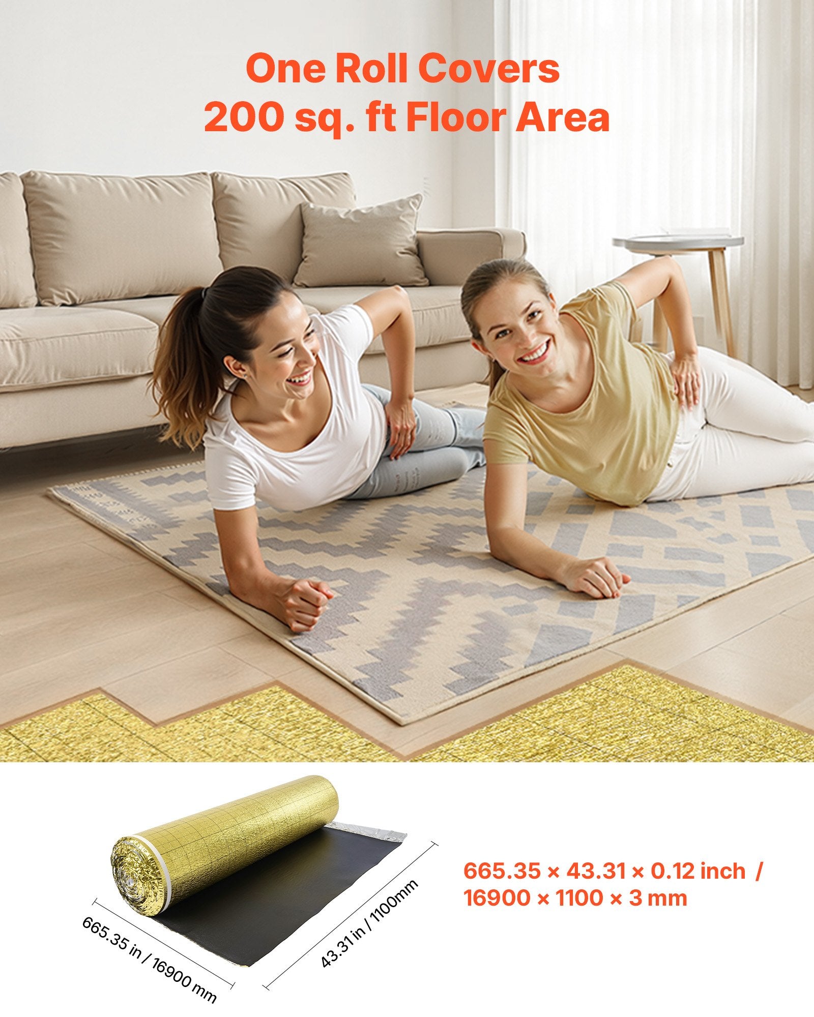 Grindų paklotas VEVOR 30IXPE30-L(G)-200sf, 18,6 m²