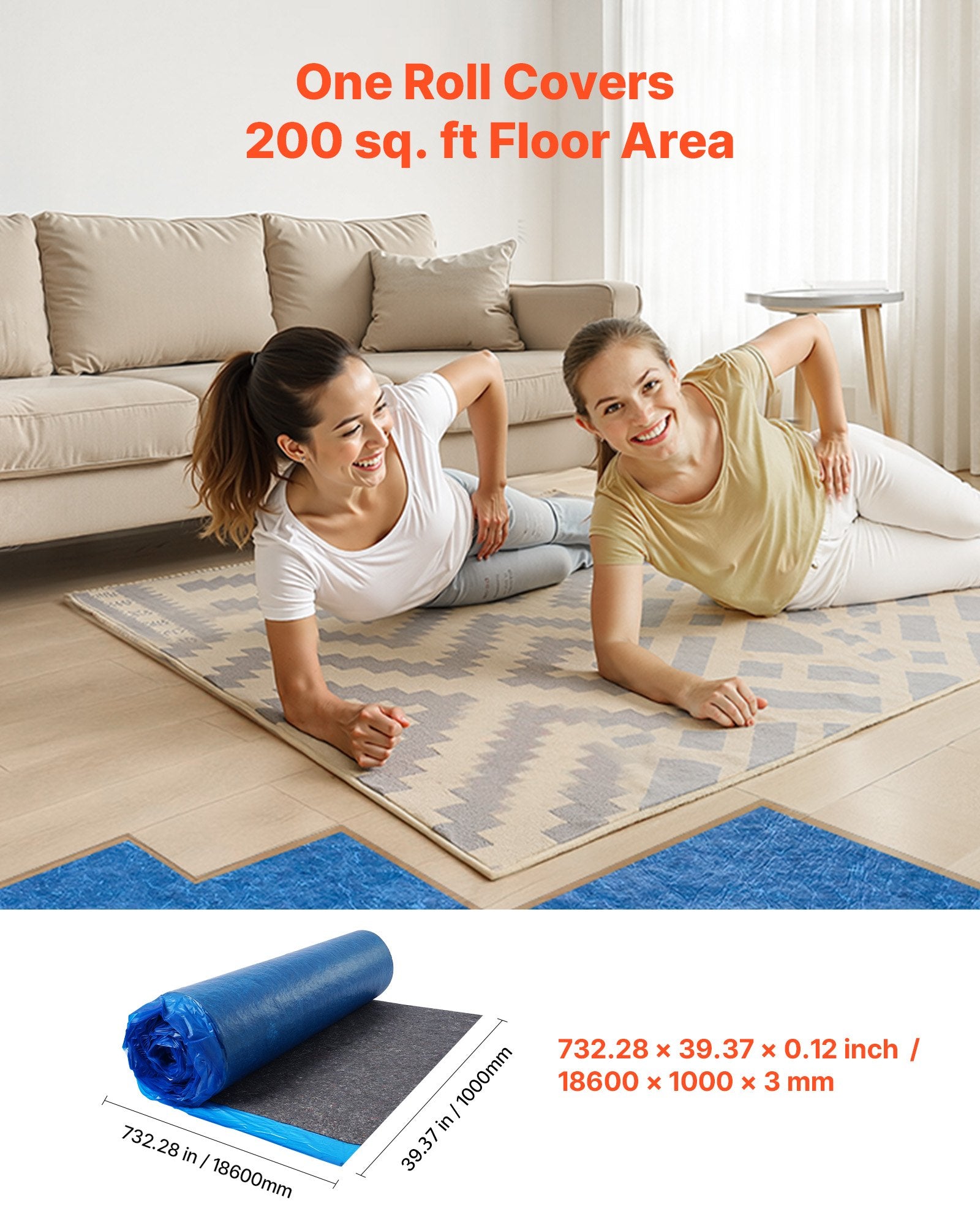 Grindų paklotas VEVOR FELT30-5, 37,2 m²