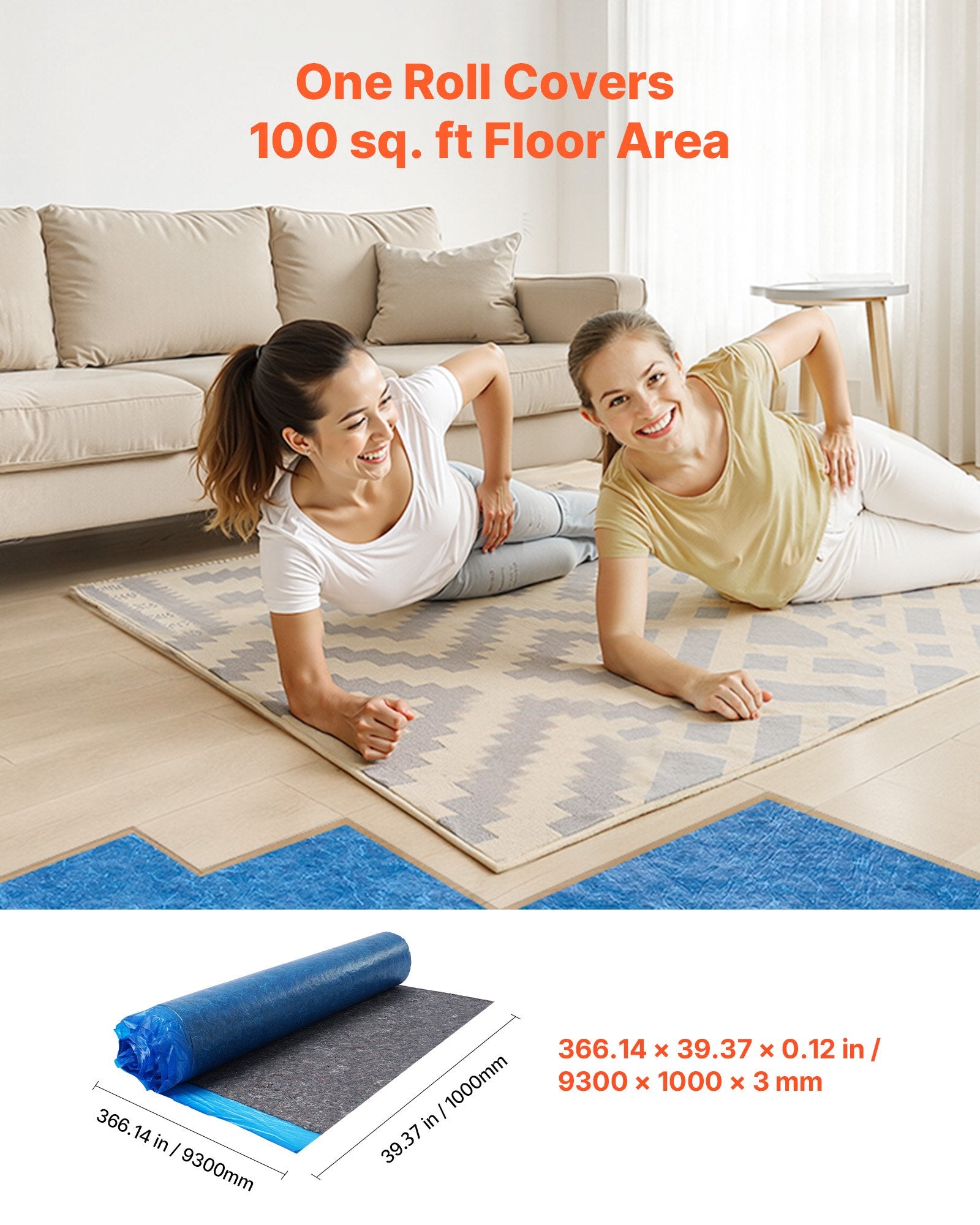 Grindų paklotas VEVOR FELT30-5, 3 mm storio, 9,3 m²