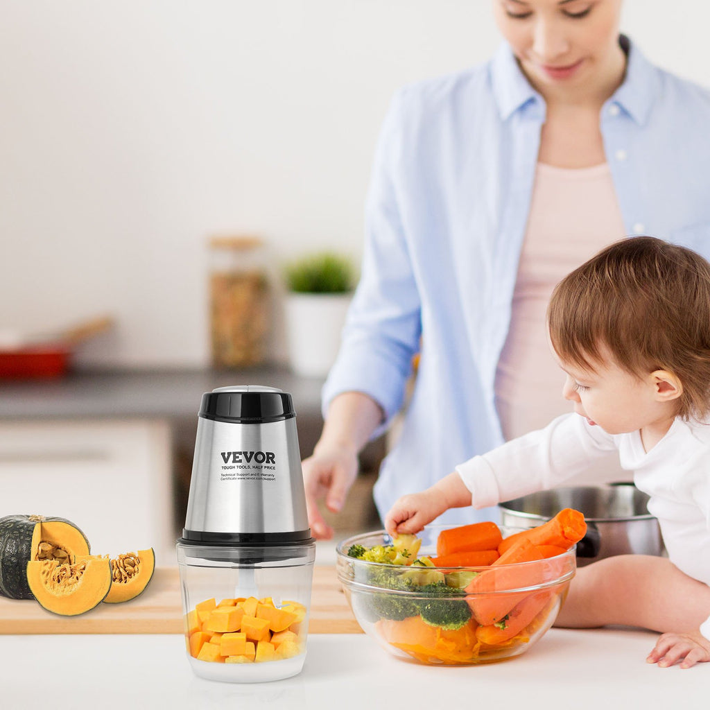 Elektrinis maisto smulkintuvas VEVOR AMJ-215E, 0,6 l talpa