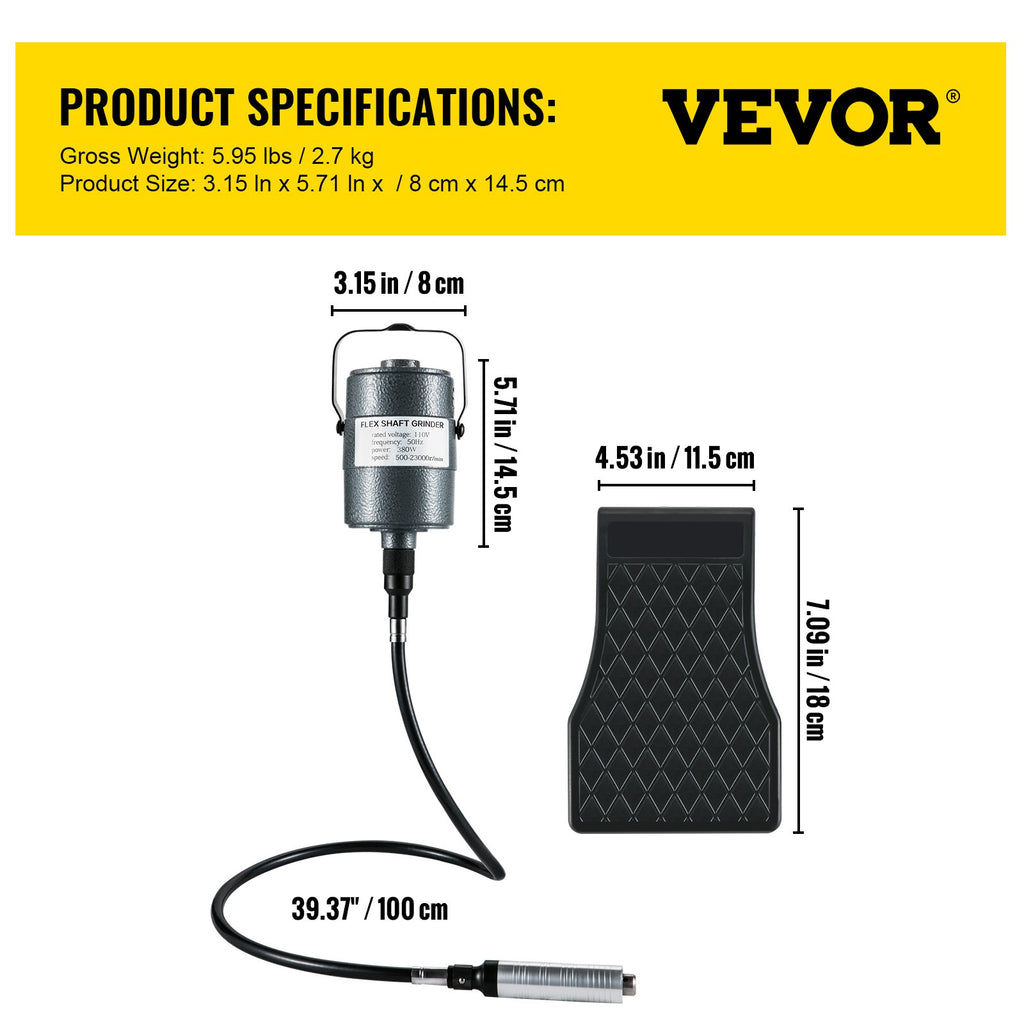 Lankstaus veleno šlifuoklis VEVOR 380W, 380 W galia