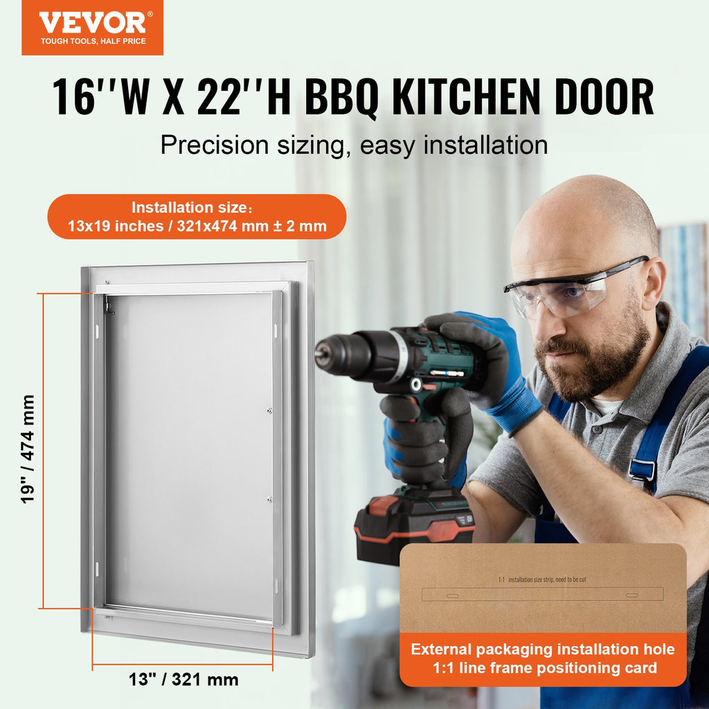 Lauko virtuvės durelės VEVOR B015D, 407x559 mm