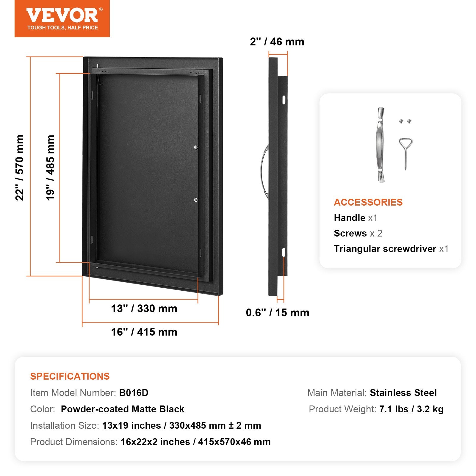 Lauko virtuvės durelės VEVOR B016D, 415x570 mm