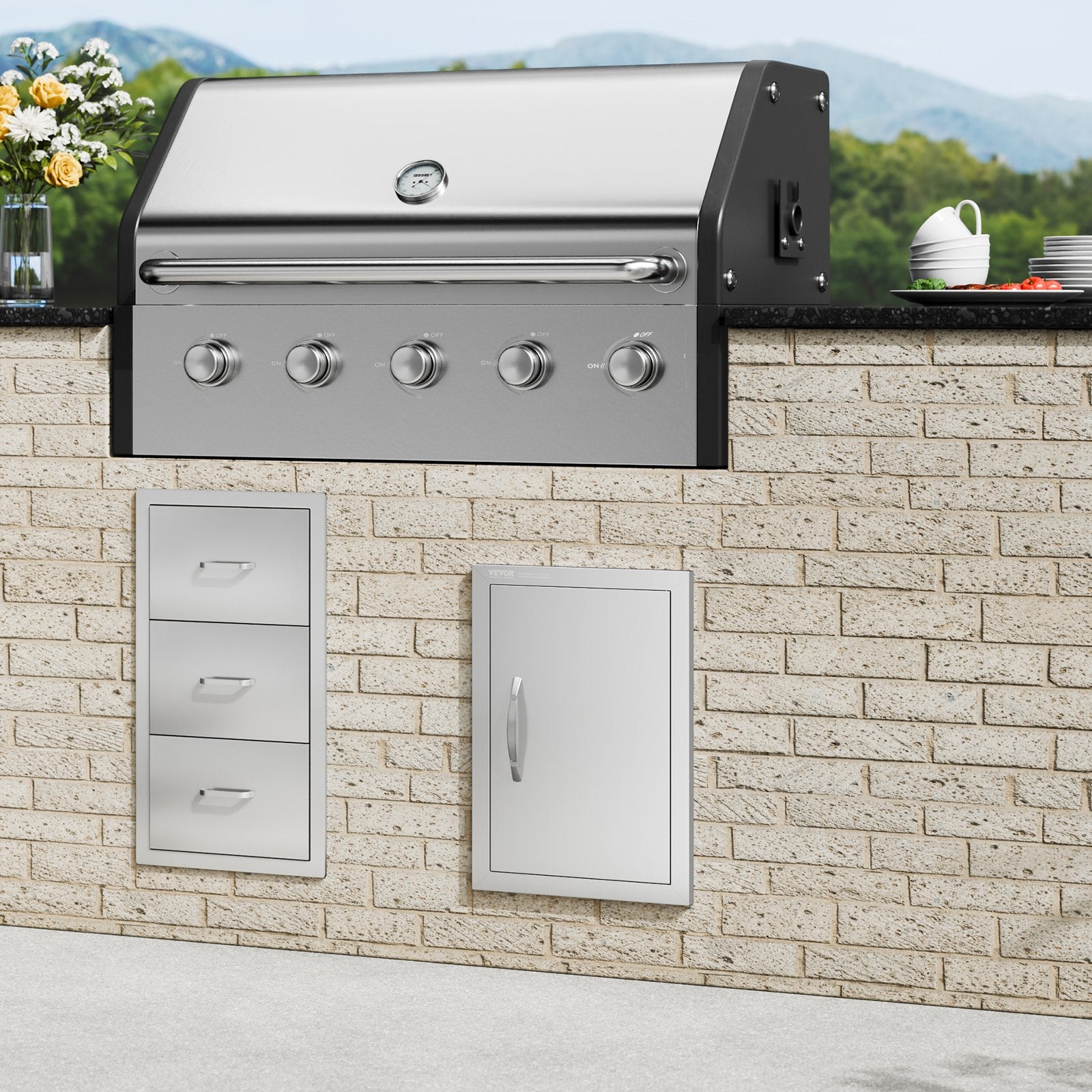 Lauko virtuvės durelės VEVOR B001D, 355x508 mm