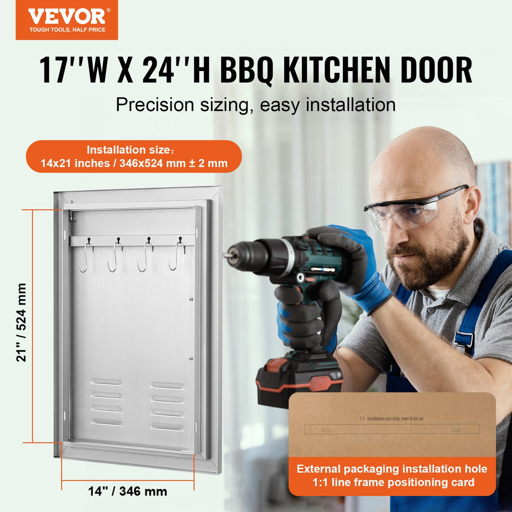 Lauko virtuvės durelės VEVOR BH-001, 610x431 mm