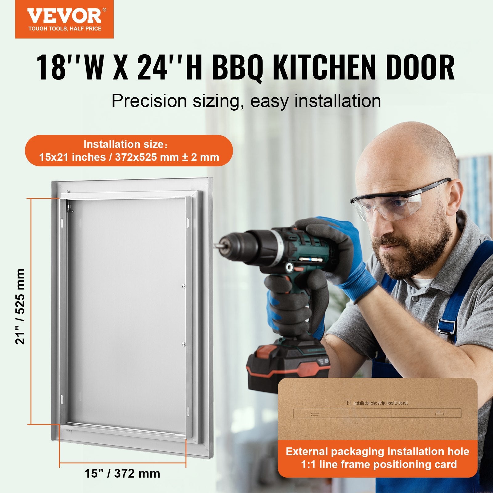 Lauko virtuvės durelės VEVOR BH-003, 457x610 mm
