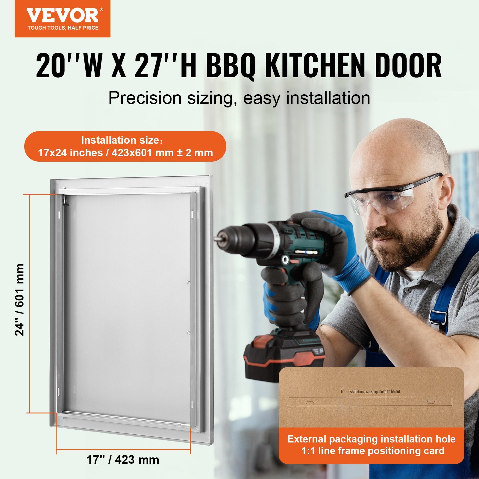 Luko durelės lauko virtuvei VEVOR B019D, 508x686 mm