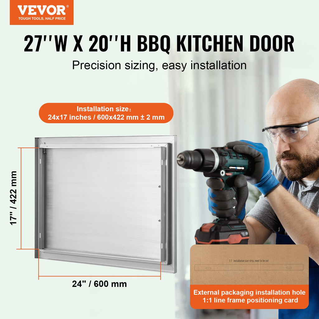 Lauko virtuvės durelės VEVOR BH-004, 685x508 mm