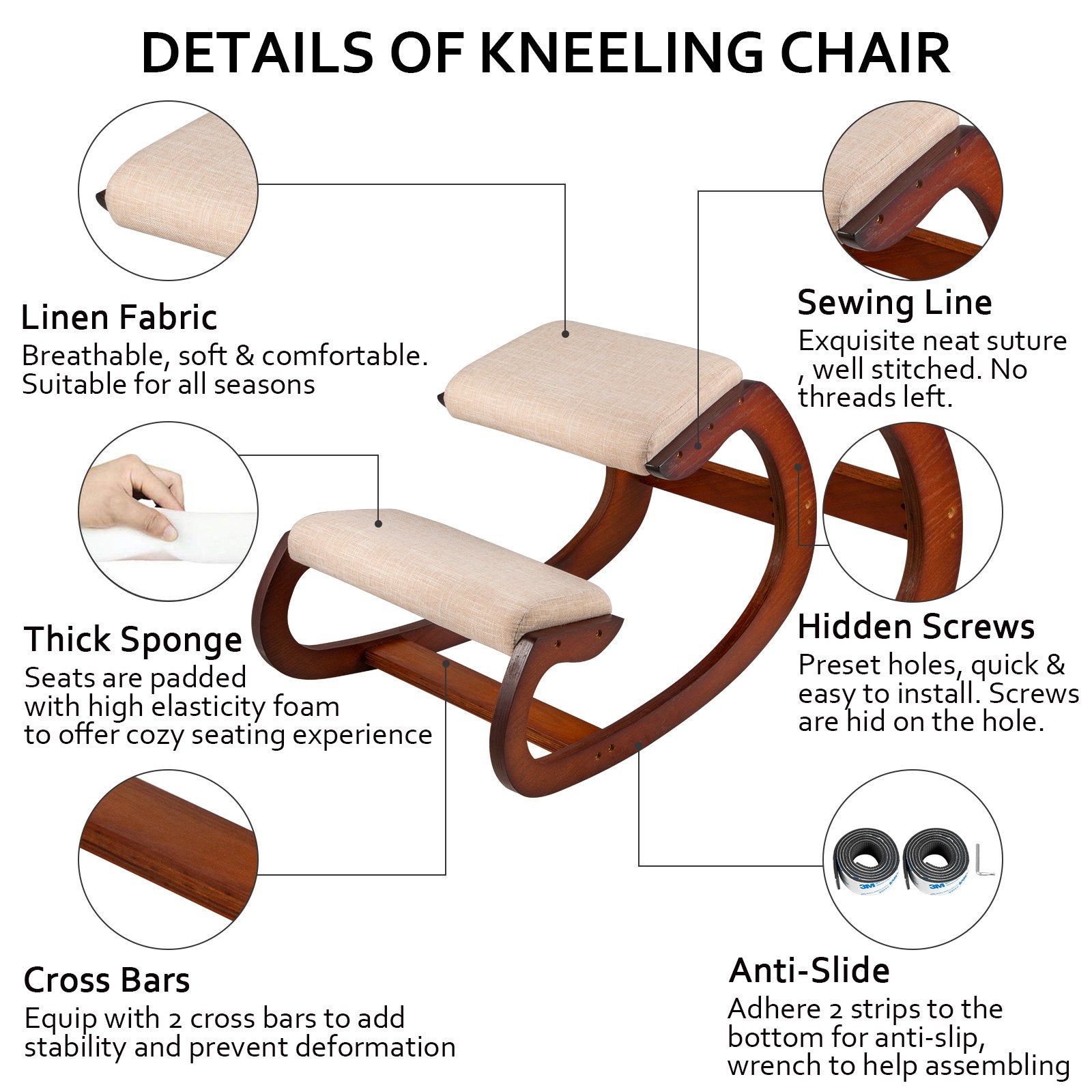 Ergonominė klūpėjimo kėdė VEVOR, 100 kg apkrova