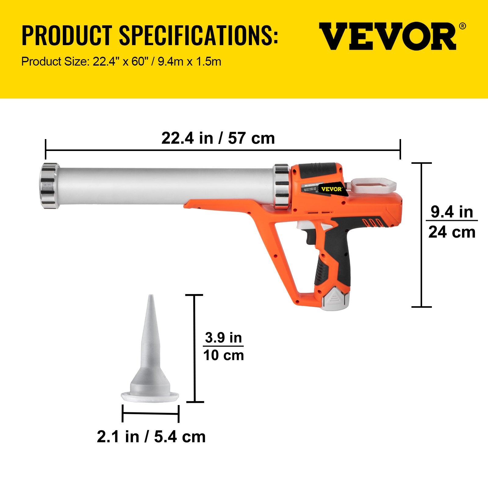 Akumuliatorinis silikono pistoletas VEVOR G8501, 3800 N