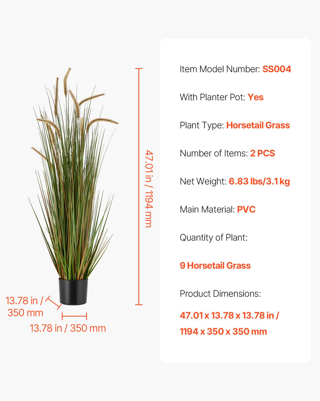Dirbtinis augalas VEVOR SS004, 119 cm (2 vnt.)