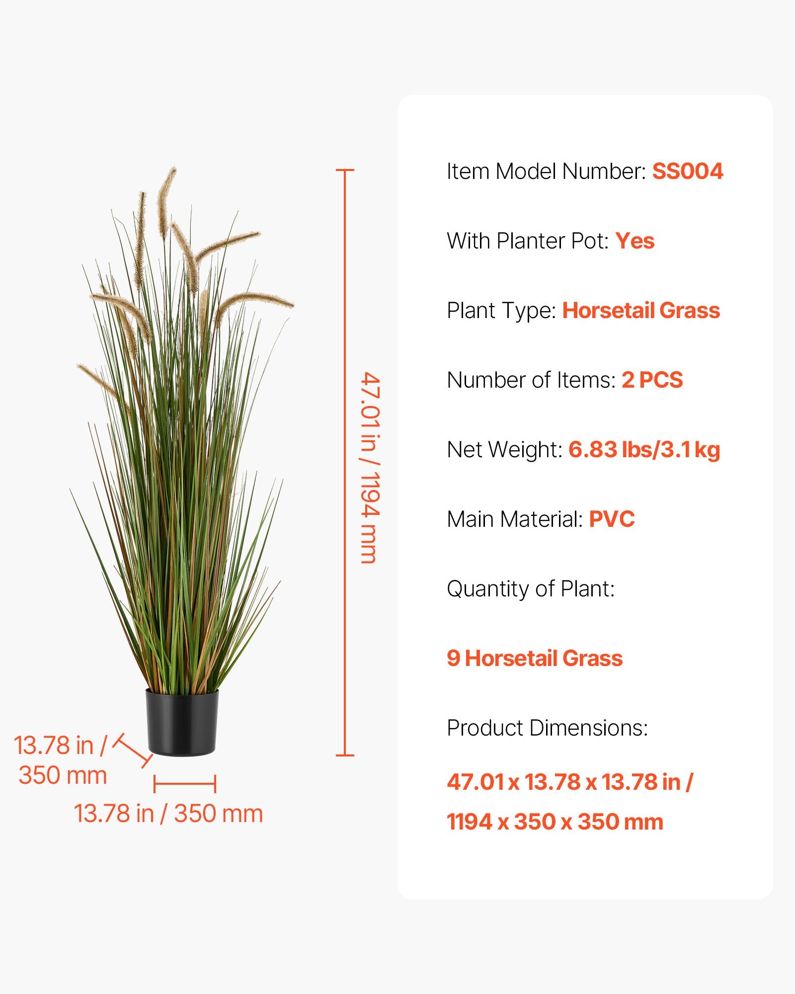 Dirbtinis augalas VEVOR SS004, 119 cm (2 vnt.)
