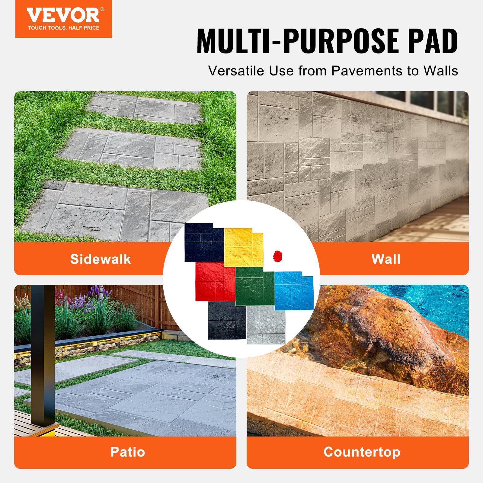 Betoninio paviršiaus spaudai VEVOR YX-09, 7 vnt. rinkinys