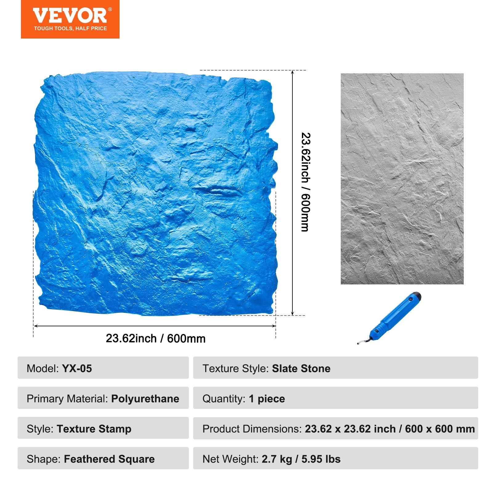 Betono štampavimo forma VEVOR YX-05, 60x60 cm